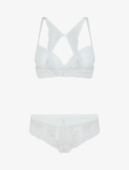 Ensemble push up dos nageur en dentelle - Blanc - 3