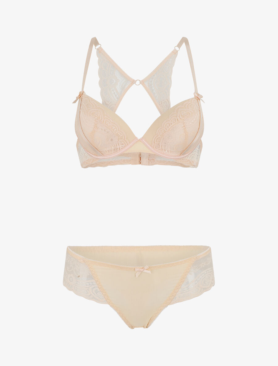 Ensemble push up dos nageur en dentelle - Nude - 2