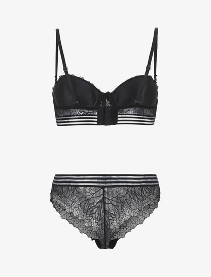Ensemble push up et tanga en dentelle - Noir - 2