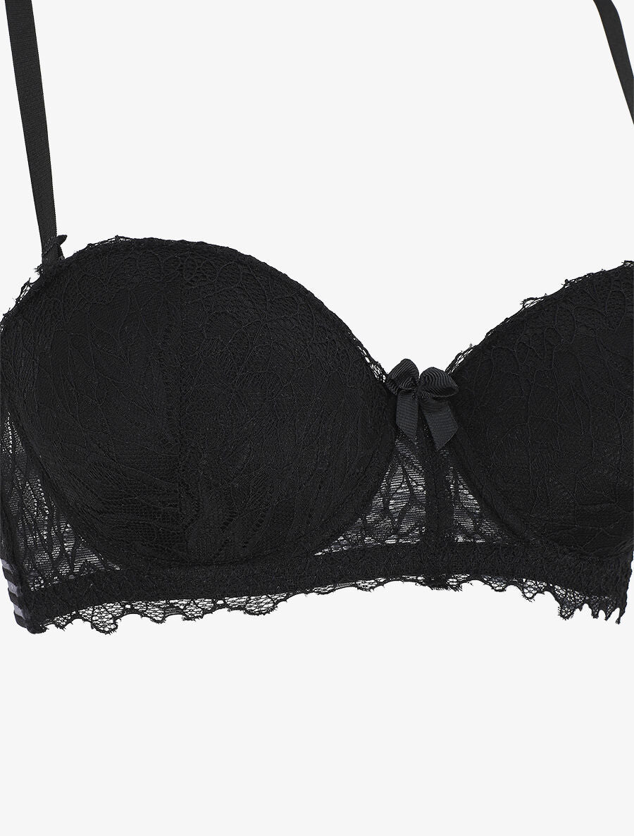 Ensemble push up et tanga en dentelle - Noir - 3