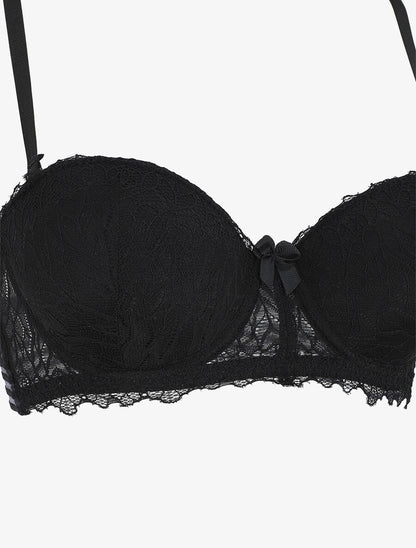 Ensemble push up et tanga en dentelle - Noir - 3