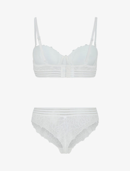Ensemble push up et tanga en dentelle - Blanc - 2