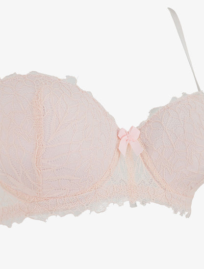 Ensemble push up et tanga en dentelle - Rose - 4