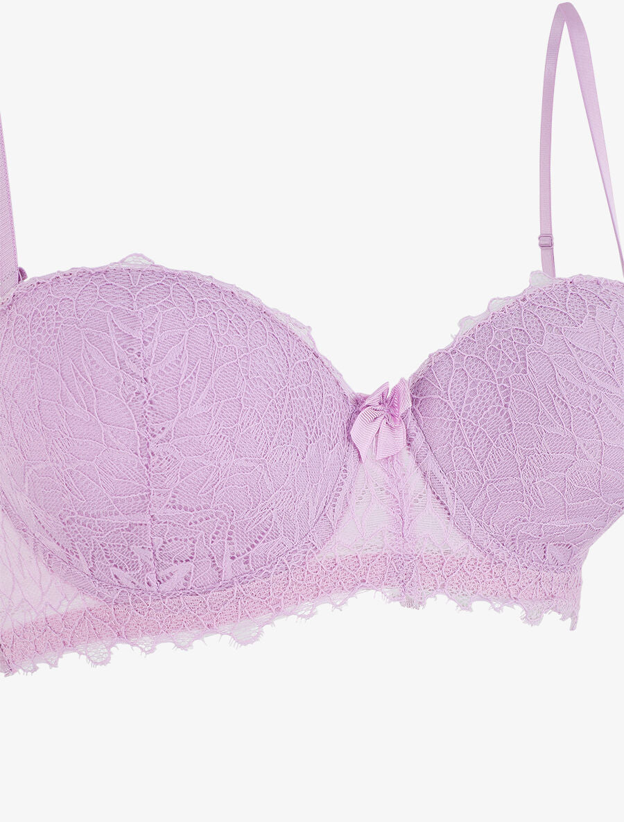 Ensemble push up et tanga en dentelle - Lilas - 4
