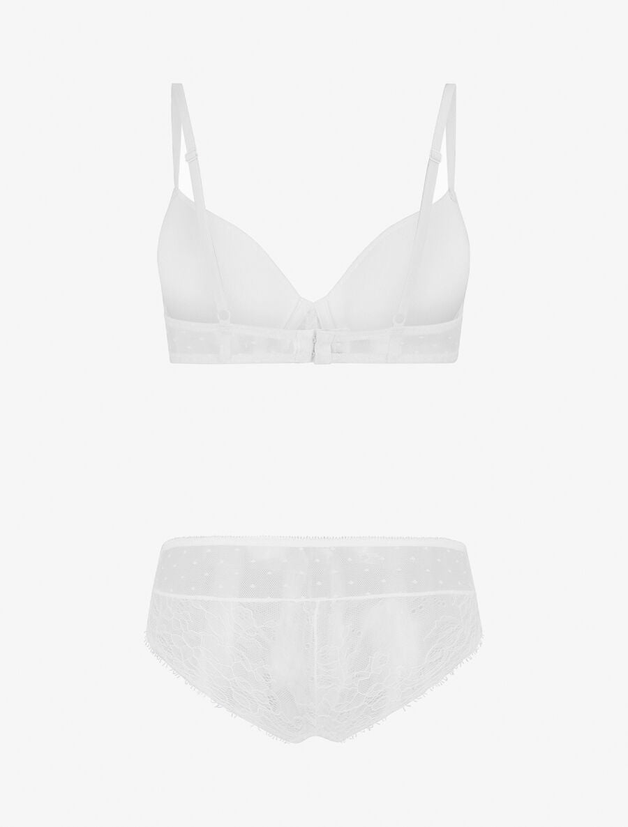 Ensemble push up à pois en dentelle - Blanc - 3