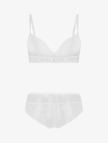 Ensemble push up à pois en dentelle - Blanc - 3