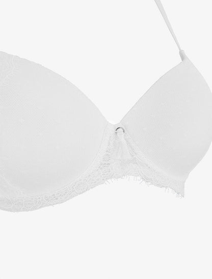 Ensemble push up à pois en dentelle - Blanc - 4