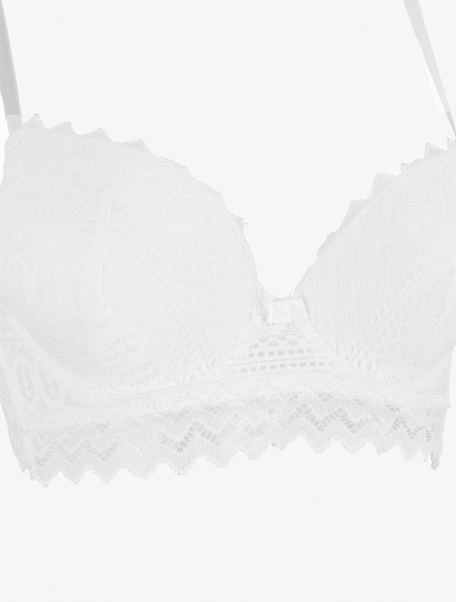 Ensemble push up bande en dentelle - Blanc - 3