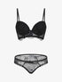 Ensemble push up bande en dentelle et noeud - Noir - 1