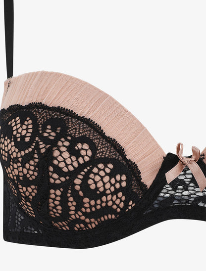 Ensemble push up en dentelle à motif graphique - Noir - 4