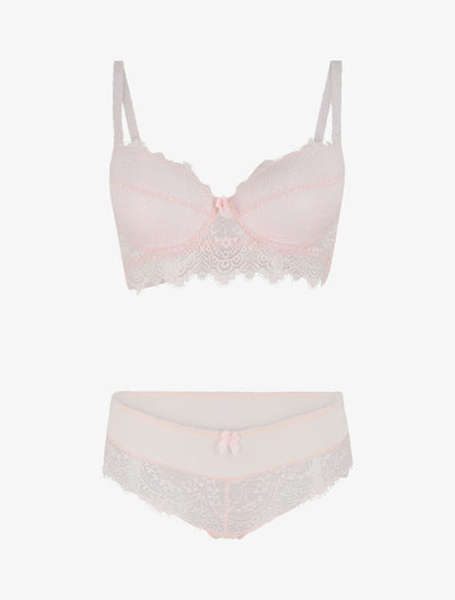 Ensemble lingerie en dentelle - Rose pastel - 5