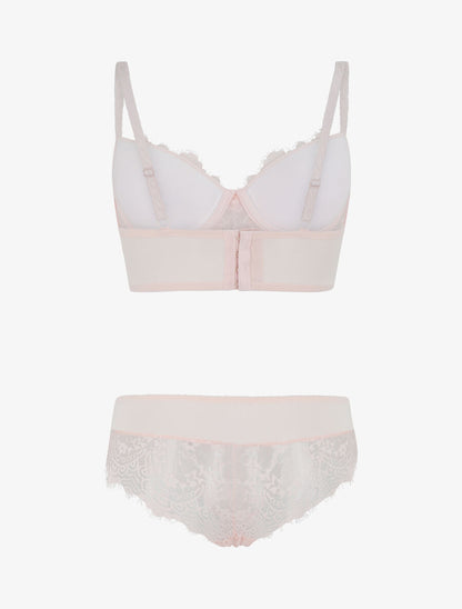 Ensemble lingerie en dentelle - Rose pastel - 3