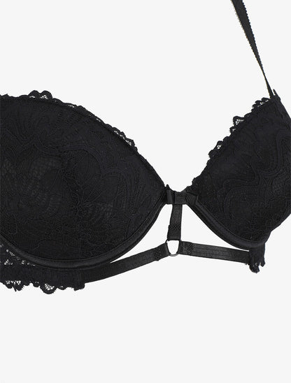 Ensemble soutien-gorge push up et shorty en dentelle - Noir - 4