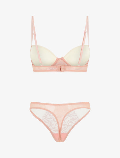 Ensemble push up en dentelle à motif graphique - Rose - 3