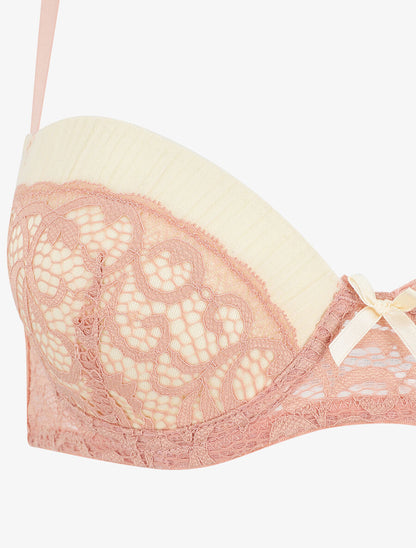 Ensemble push up en dentelle à motif graphique - Rose - 4