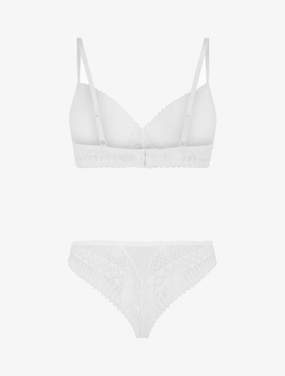Ensemble push up à pois en dentelle - Blanc - 2