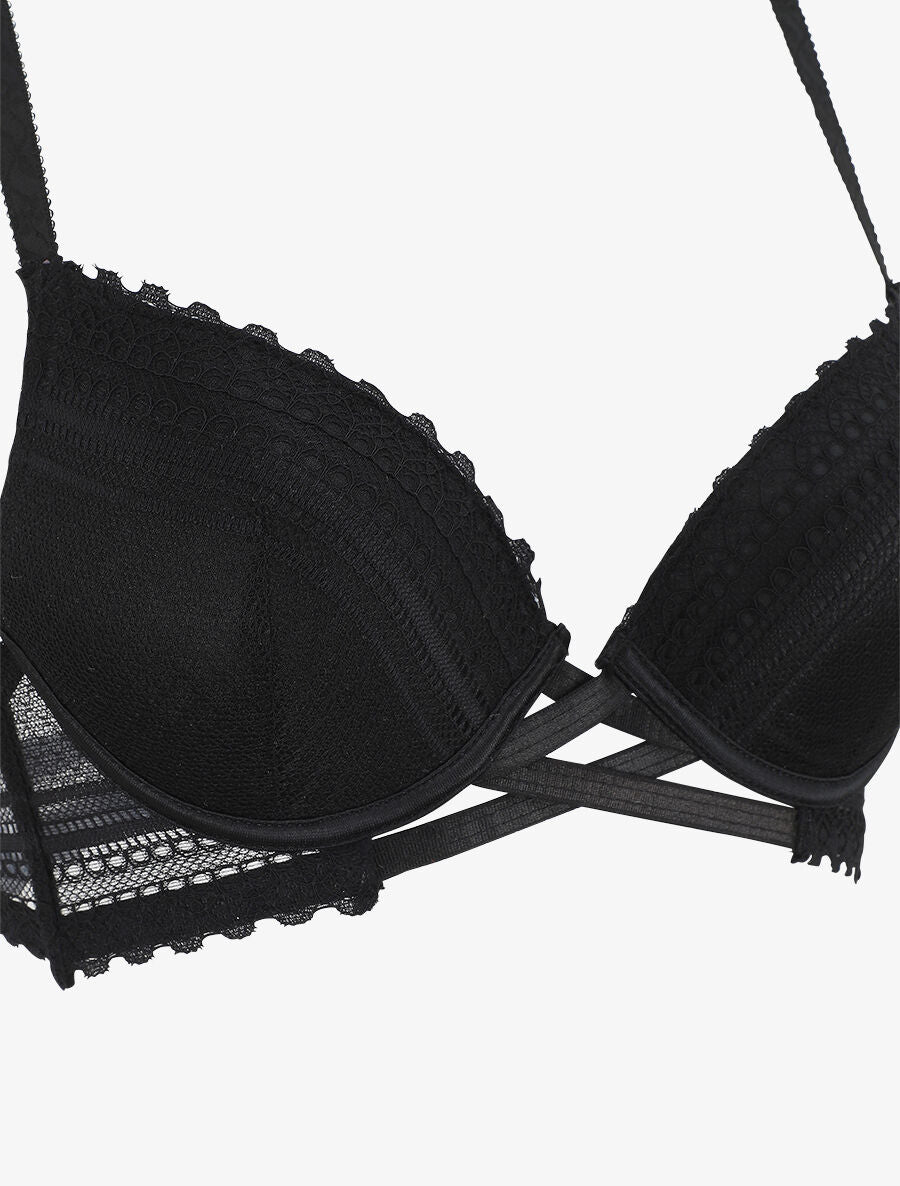 Ensemble push up texturé en dentelle - Noir - 3