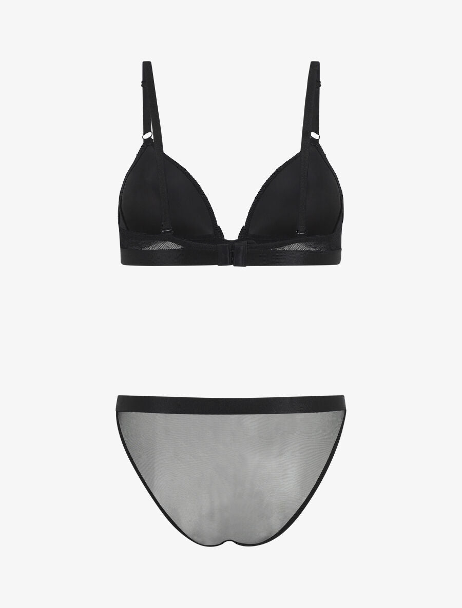 Ensemble en dentelle avec bande élastique et noeud - Noir - 3