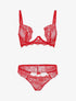 Ensemble soutien-gorge push up et culotte en dentelle - Rouge/blanc - 4