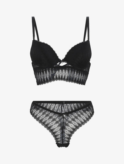 Ensemble push up bandeau en dentelle - Noir - 4