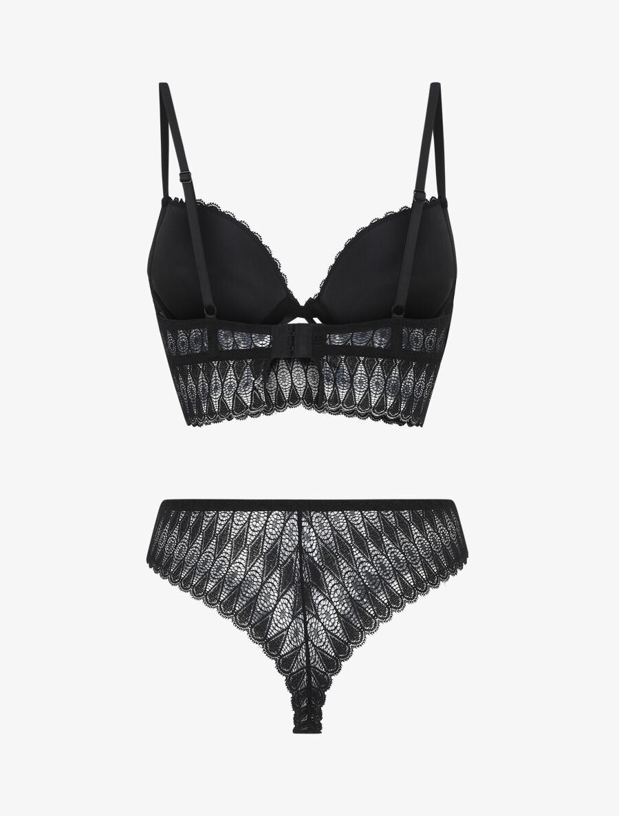 Ensemble push up bandeau en dentelle - Noir - 2