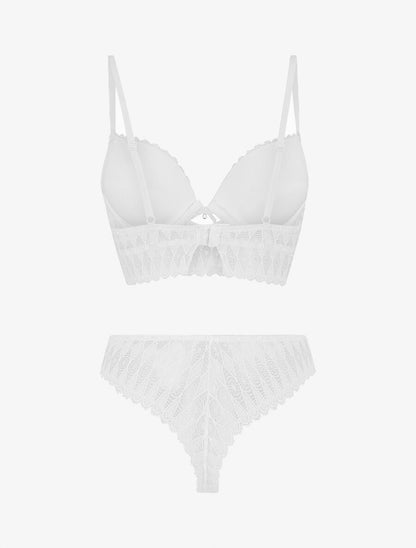 Ensemble push up bandeau en dentelle - Blanc - 2