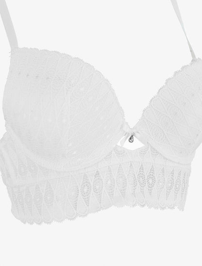 Ensemble push up bandeau en dentelle - Blanc - 3
