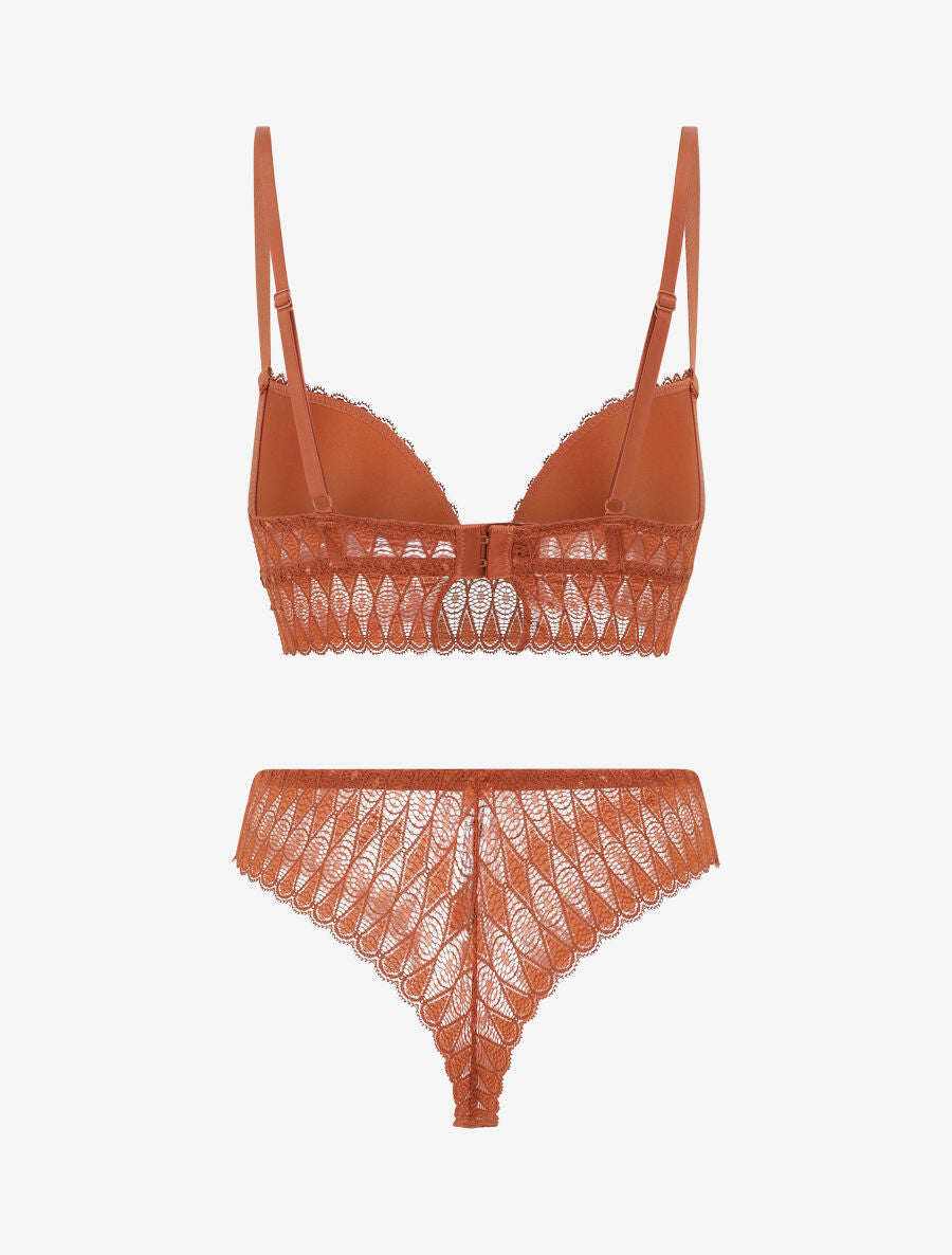 Ensemble push up bandeau en dentelle - Rouille - 3