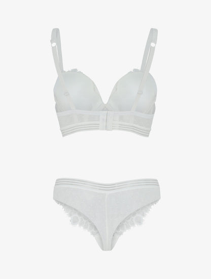 Ensemble push up bande en dentelle - Blanc - 2