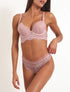 Ensemble push up bande en dentelle - Vieux rose - 1