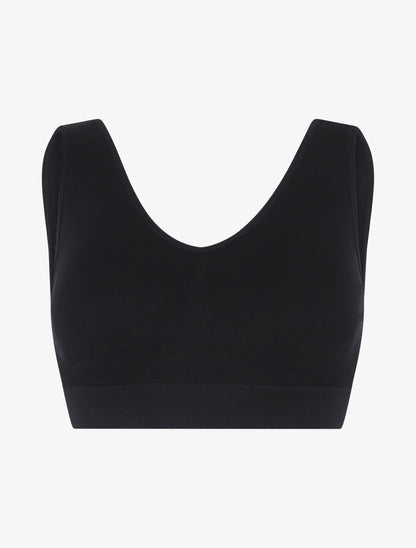 Brassière unie avec coussinets amovibles - Noir - 1