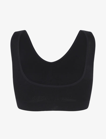 Brassière unie avec coussinets amovibles - Noir - 2