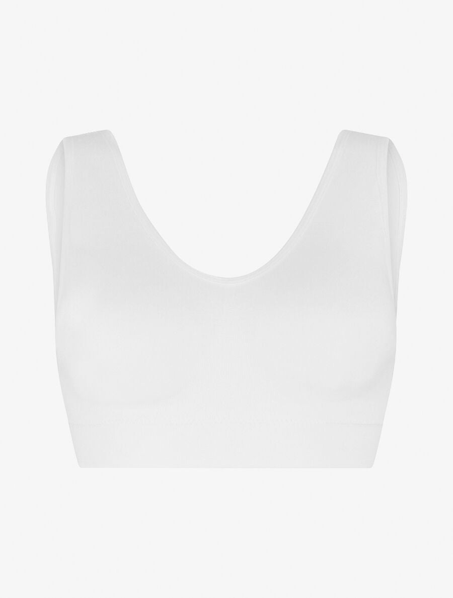 Brassière unie avec coussinets amovibles - Blanc - 1
