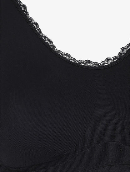 Brassière à détail dentelle et coussinets amovibles - Noir - 3