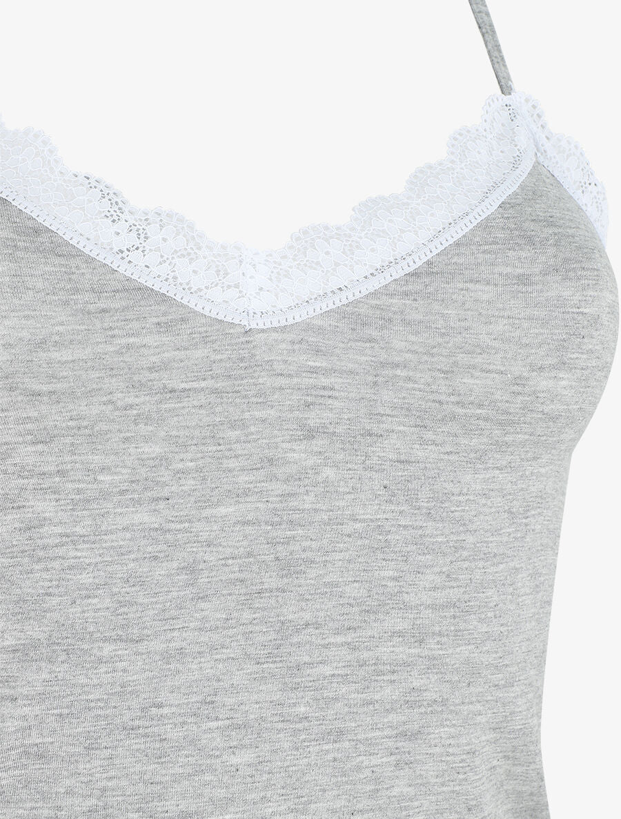 Ensemble pyjama débardeur et short uni - Gris clair - 3