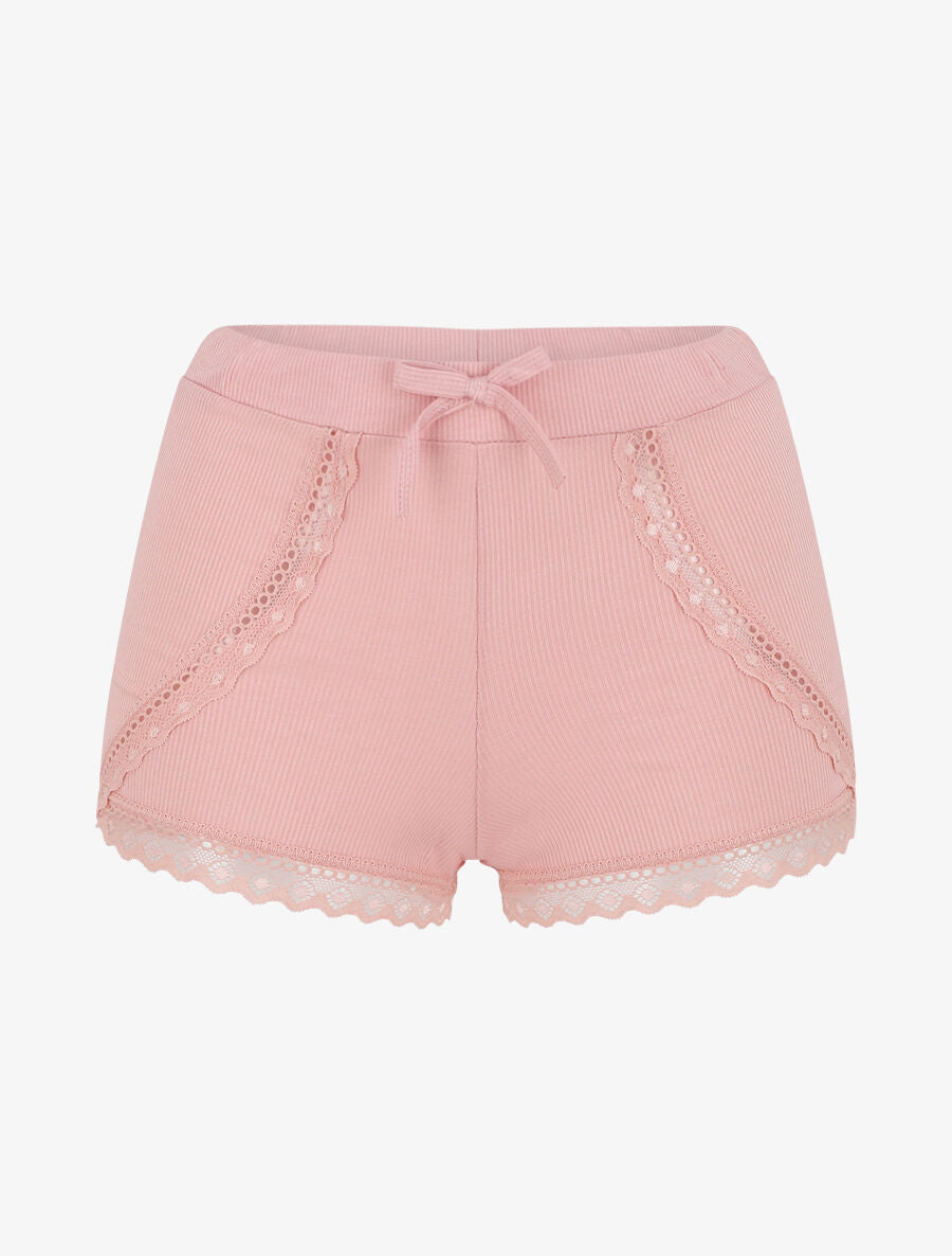 Ensemble pyjama en dentelle côtelé - Rose - 4