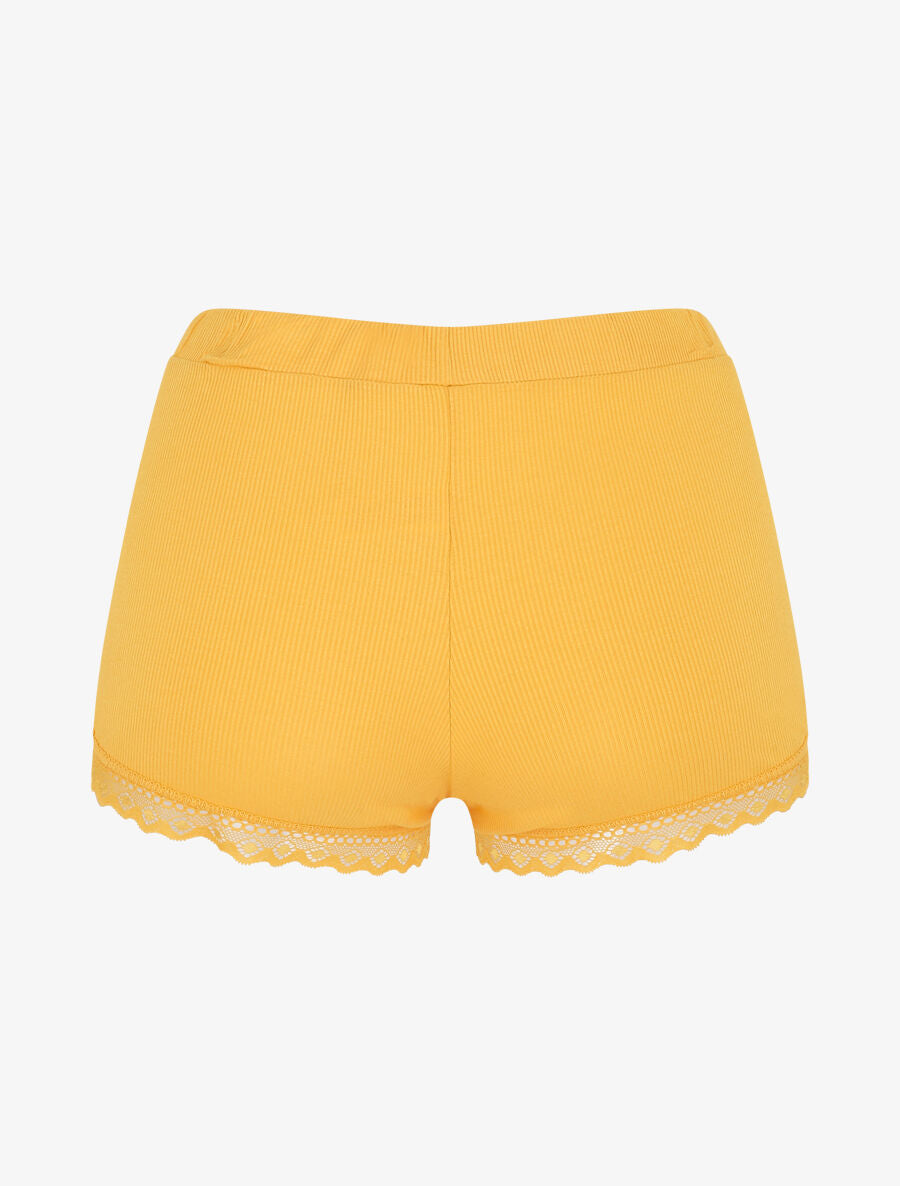 Ensemble pyjama en dentelle côtelé - Jaune - 5