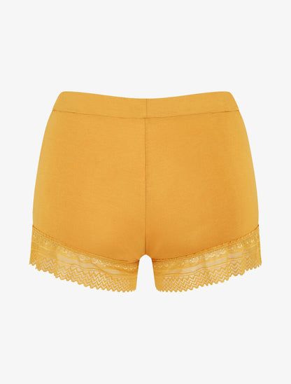 Ensemble pyjama en dentelle et boutons décoratifs - Jaune moutarde - 5
