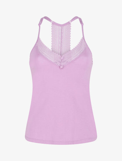 Ensemble pyjama en dentelle et boutons décoratifs - Lilas - 1