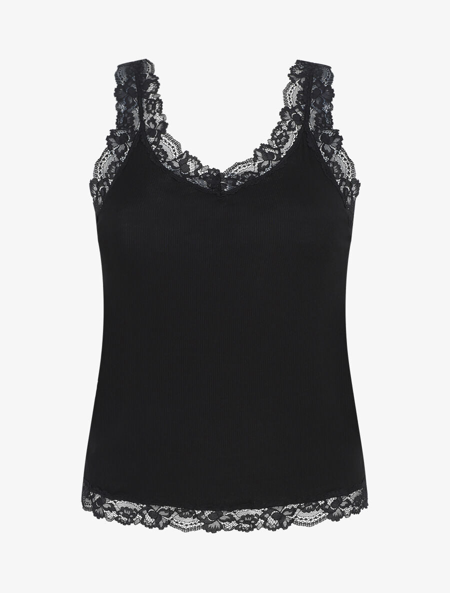 Ensemble pyjama débardeur et short à détail dentelle - Noir - 1