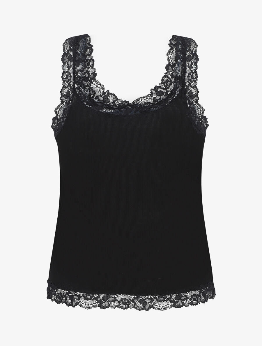 Ensemble pyjama débardeur et short à détail dentelle - Noir - 2
