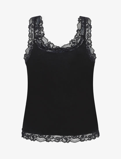 Ensemble pyjama débardeur et short à détail dentelle - Noir - 2