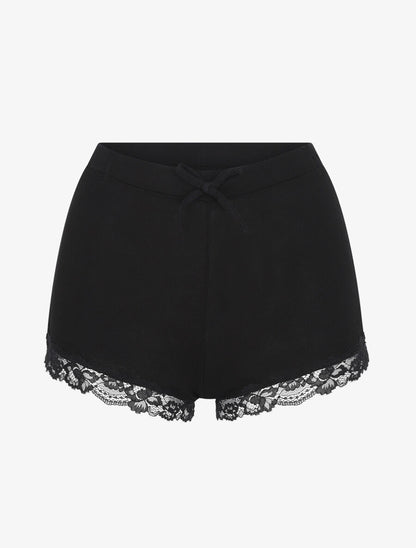 Ensemble pyjama débardeur et short à détail dentelle - Noir - 4