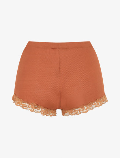Ensemble pyjama débardeur et short à détail dentelle - Rouille - 5
