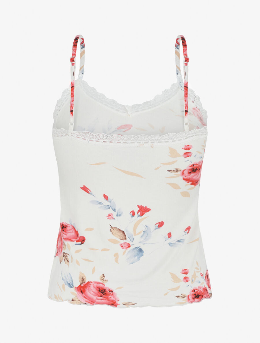 Ensemble pyjama en dentelle à motif floral - Blanc - 2