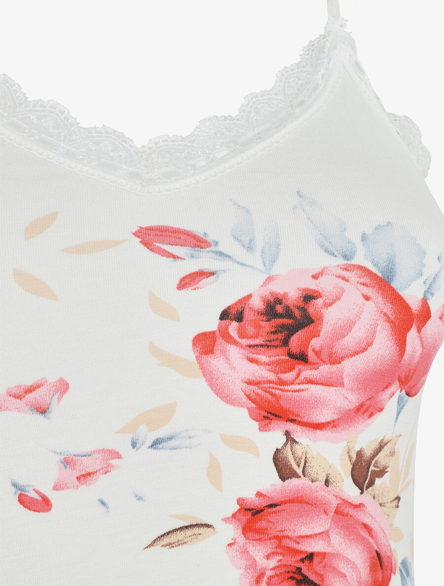 Ensemble pyjama en dentelle à motif floral - Blanc - 3
