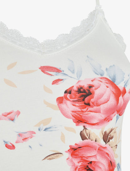 Ensemble pyjama en dentelle à motif floral - Blanc - 3
