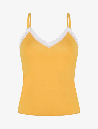 Ensemble pyjama en dentelle bicolore - Jaune moutarde - 6