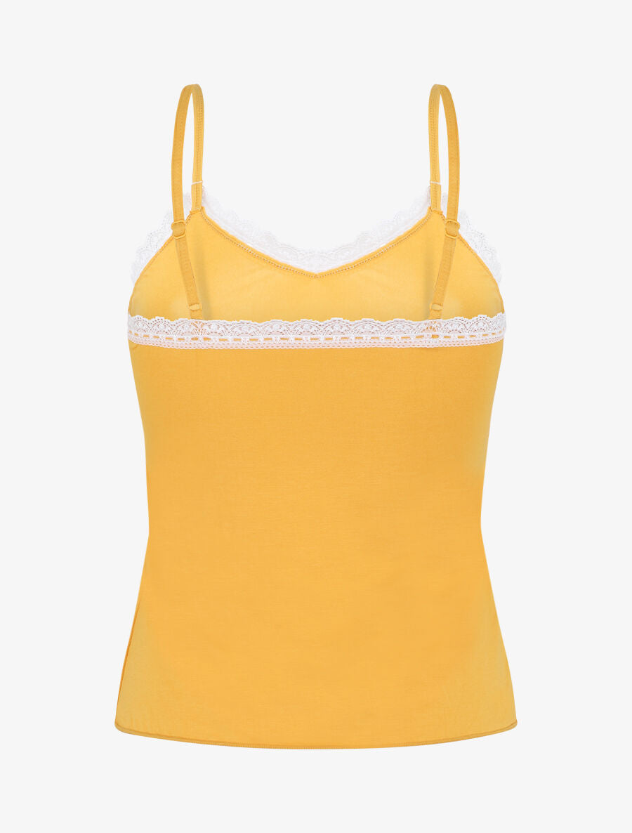 Ensemble pyjama en dentelle bicolore - Jaune moutarde - 2