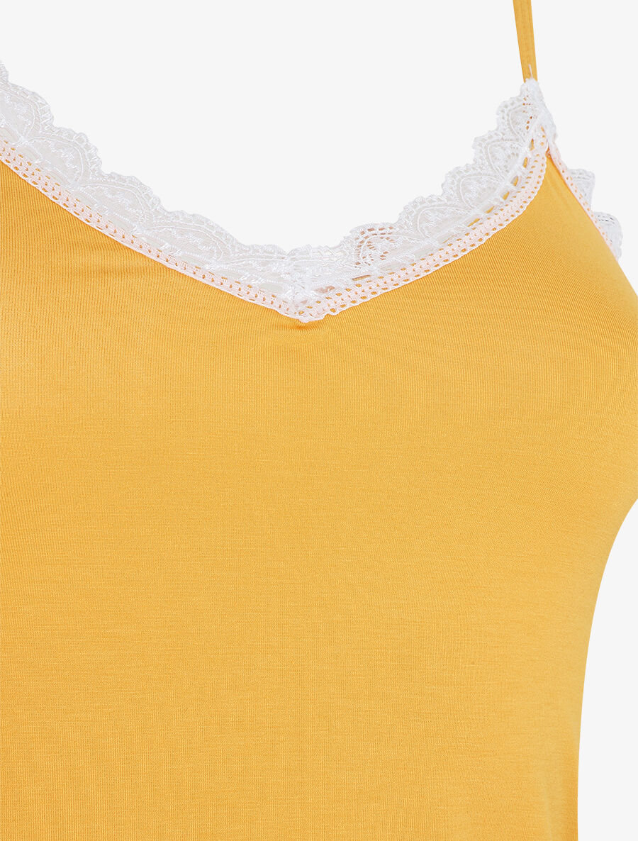 Ensemble pyjama en dentelle bicolore - Jaune moutarde - 3
